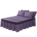 Maxbell Wrap Around Bed Skirt Elastic Elegant Ruffled Bed Skirts, Purple 200x220cm