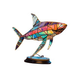 Maxbell Metal Art Statue with Base Artwork Animal Ornament for Bedroom Cabinet Entry Shark