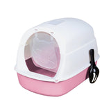 Maxbell Cat Litter Box Easy to Clean with Scatter Shield Splash Proof with Door Pink