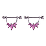 Maxbell 1 Pair Half Circle Pink Crystal Flower Nipple Ring Mamilo Nipple Piercing