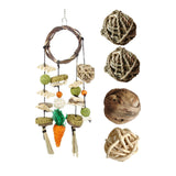 Maxbell Rabbit Chew Toy Rattan Grass Balls Bite Grind Toy Hay Sticks for Cockatiel