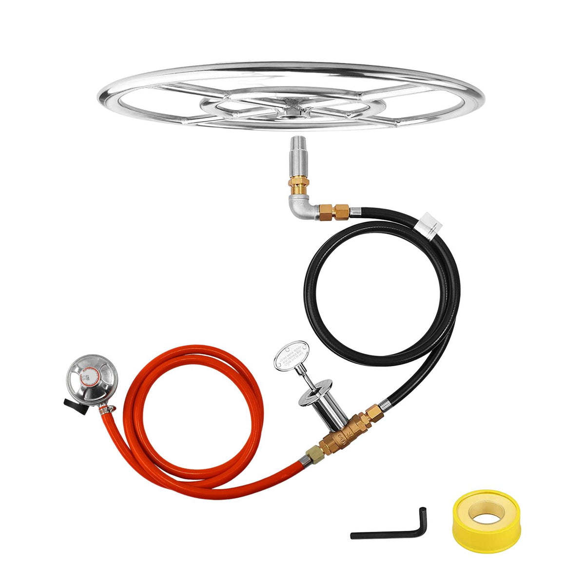 Maxbell Propane Gas Fire Pit DIY Round Gas Fire Pit Patio Gas Regulator 12 inch