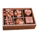 Maxbell Wooden Puzzle Brain Teaser for Educational Gift Adults and Kids Party Favors 6pcs