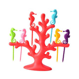 Maxbell Multi Use Fruit Fork Seahorse Modeling Convenient Creative for Hotel Home red