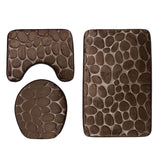 Max 3 Pieces Bathroom Set Non-slip Bath Mat Contour Rug Toilet Lid Cover  Coffee