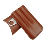 Maxbell Cattlehide Pocket Cigar Holder Storage Carrying Case Humidor W/ Cigar Cutter