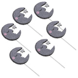 Max 6 Pieces Glitter Sleeping Moon Cake Topper Birthday Party Cupcake Picks