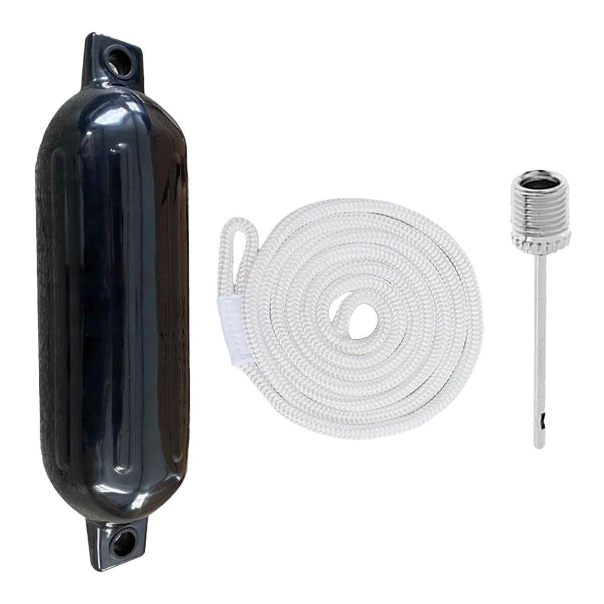Maxbell Boat Bumpers Shield Protection with Inflatable Needles Sailboats Marine Dock Black White Rope