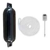 Maxbell Boat Bumpers Shield Protection with Inflatable Needles Sailboats Marine Dock Black White Rope