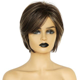 Max 10inch Natural Short Straight Wigs Fluffy Human Hair Pixie Cut Wig for Women