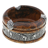Maxbell Leopard Print Creative Solid Wooden Ashtrays Round Thailand Style Ashtrays