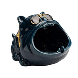 Maxbell Novelty Cartoon Dog Ashtray Windproof Storage Box, Ceramic Dog Statue Blue