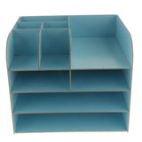Max Desktop Organizer Office Storage Rack Wood Display Shelf Display blue