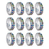 Maxbell Women Bridal Wedding Crystal Diamante 2 ROW Elastic Stretch Ring Multicolor