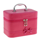 Max Portable Handbag Zipper Makeup Cosmetic Organizer Storage Case Box Rose Red