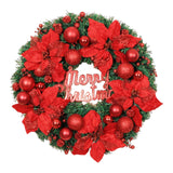 Maxbell Christmas Door Wreath Green Leaves Wreaths Ball Ornament for Holiday Red