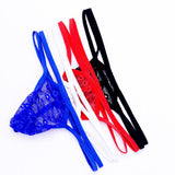 Maxbell Men's Sexy Low Rise Underwear Lace Coins 2 Belts T-back Thongs Briefs Red