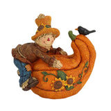 Maxbell Harvest Scarecrows Figurines with Pumpkins Halloween Mantle Tabletop Decor Boy