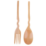 Maxbell Outdoor Wood Spoon Fork Set Camping Hiking Dinner Lunch Cutlery Tableware L