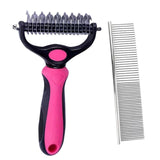 Maxbell Pet Cleaning Slicker Brush Cat Dematting Comb Dog Grooming Rake Hair Removal Pink