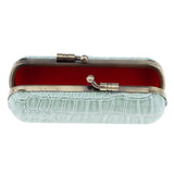 Max Cracked Stone Leather Lipstick Lip Gloss Case Storage Box Holder with Mirror Green