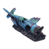 Maxbell Resin Fighter Wreck Aquarium Decoration Barrel Landscape Airplane Background