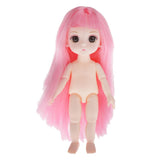 Maxbell Lovely 16cm Ball Jointed Girl Doll Nude Body DIY Parts Pink Hair with Bangs