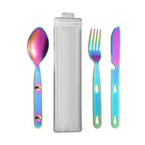 Maxbell 3Pcs Camping Utensils Flatware Spoon Fork Knife for Survival BBQ Backpacking Colorful