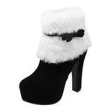 Max Women Platform Faux Suede Ankle Boots Round Toe High Heels Zipper Booties 34