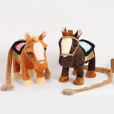 Max Electric Walking and Singing Horse Plush Stuffed Pony on a Leash Orange