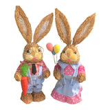 Maxbell 2 Pieces Easter Bunny Figurines Easter Decoration for Living Room Lawn Style B