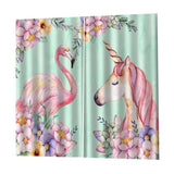 Max Flamingos and Unicorns Bedroom Window Drape 2 Panel Set 170x200cm(67x79inch)