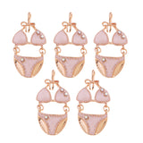 Max 5PCS/Lot Women Sexy Underwear Set Pendant Alloy Enamel Keychain Decor Pink