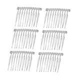 Maxbell 6pcs DIY Blank Metal Hair Clips Side Comb 10 Teeth Hair Accessories Silver