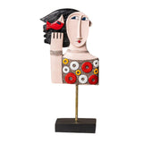 Maxbell Abstract Human Statue Resin Face Figurine Sculpture for Bookcase Table Decor Women Circle