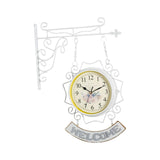 Maxbell Double Sided Wall Clock Round Wall Hanging Clock for Home Outdoor Porch White