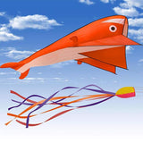 Maxbell Orange Dolphin Frameless Soft Parafoil Kite for Kids Adults Park Beach Play