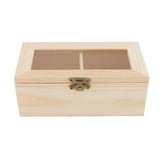 Max Plain Wooden Jewelry Box Tea Box Organizer Case Storage Box w/ Lock 2 Slots