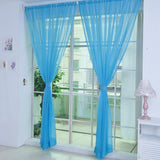 Maxbell 2 Panel Kitchen Curtain Sheer Door Window Voile Drape Sky Blue - 200x270cm