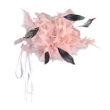 Maxbell Feather Brooch Hairband Decoration Dress Accessories for Party Wedding Pink Flower