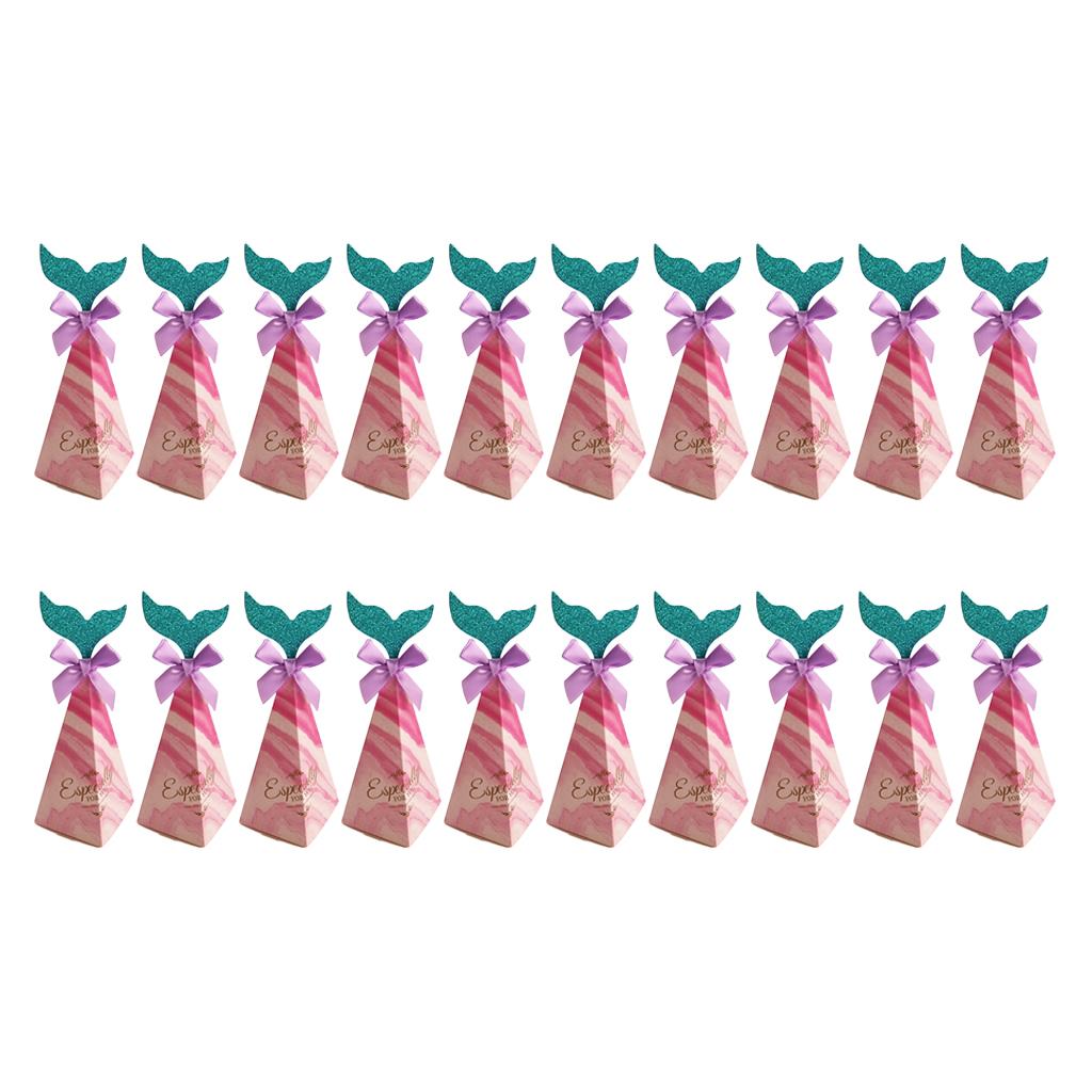 Max 20pcs Creative Triangle Cone Mermaid Candy Boxes Party Favor Rose Red
