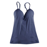 Max Womens Sexy Adjustable Strap Built In Bra Tank Tops Camisole M Navy Blue