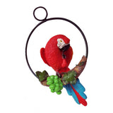 Max Lifelike Hanging Artificial Parrot Statue Perch on Metal Ring Patio Decor