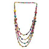 Maxbell Bohemian Wood Beads Necklace Multi Layers Women Girl Durable Holiday Jewelry