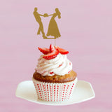 Maxbell 6pcs Bride Groom Cupcake Picks Cake Toppers Wedding Party Decorations Gold