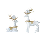 Maxbell Modern Reindeer Figurines Ornaments Deer Statues for Home Table Decor Geometric White