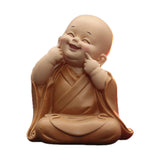 Maxbell Cute Buddha Statue Monk Figurine Ornaments Little for Housewarming Gifts grin