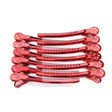 Maxbell 12Pcs Stainless Duck Sectioning Clips Barber Haircut Styling Clamps Red