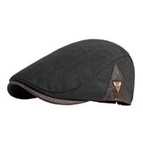 Maxbell Painter Hat Breathable Herringbone Driving Cap for Driving Camping Traveling Black