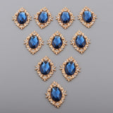 Maxbell 10 Pieces Alloy Flatback Rhinestones Buttons DIY Crafts Embellishment  Blue